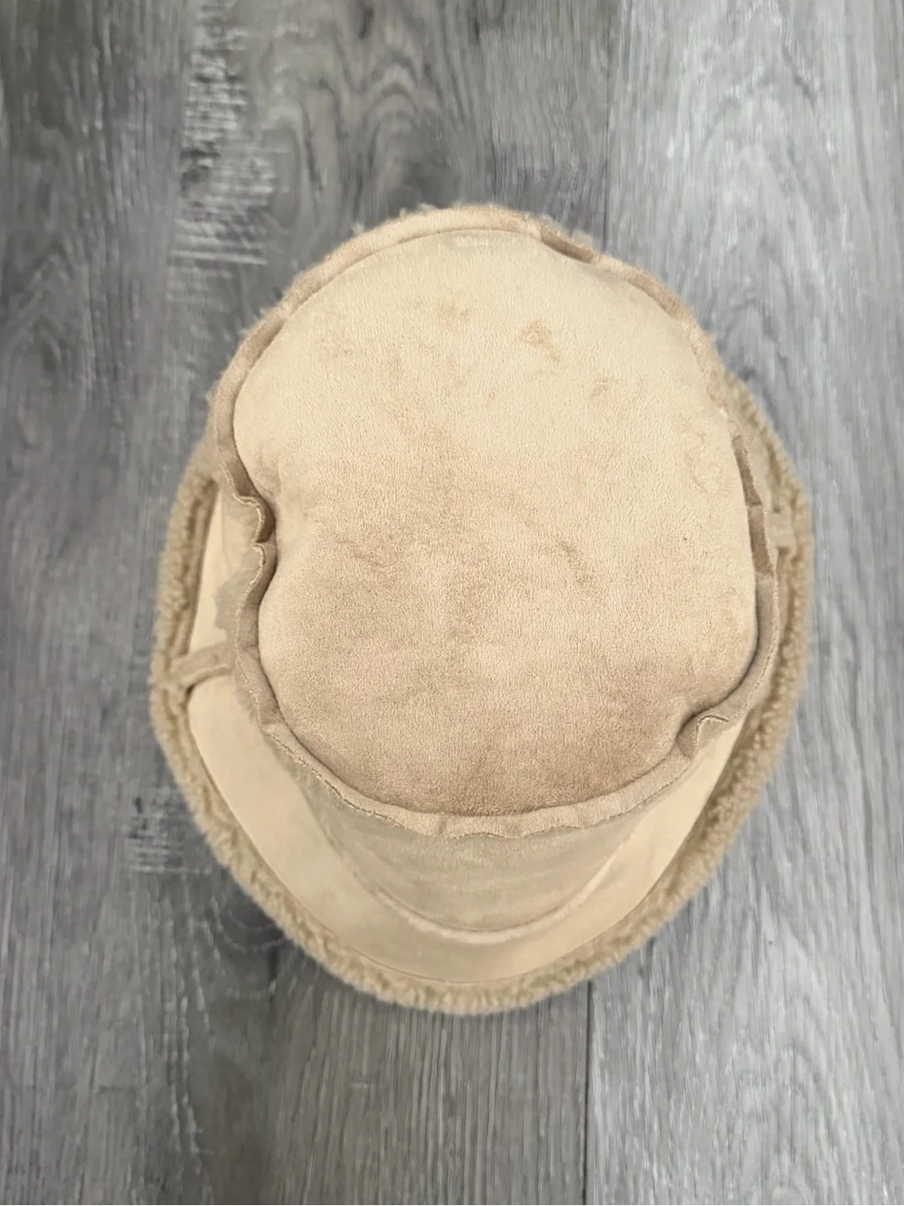 Lands' End faux suede and faux shearling winter bucket hat O/S